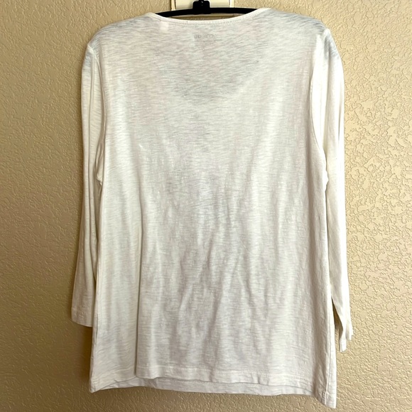 🆕 Chico’s Peacock Bling smooth scoop top, 3/4 sleeve in ecru - Picture 8 of 9